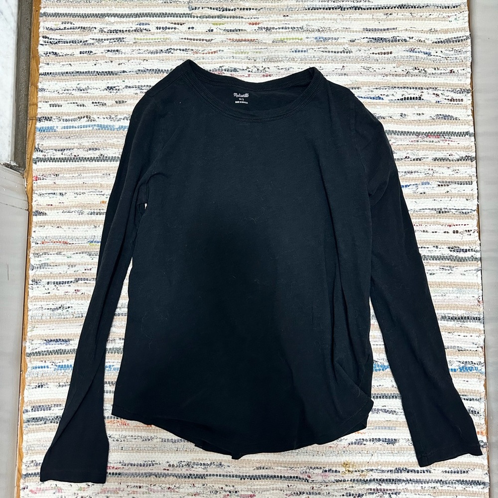 Madewell Black Long-Sleeve Crewneck Top
